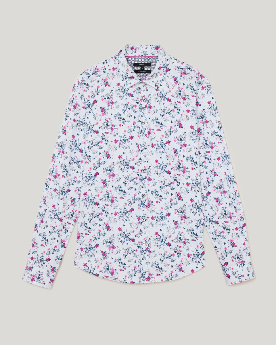Fusion Floral Long Sleeve Shirt, Magenta, hi-res